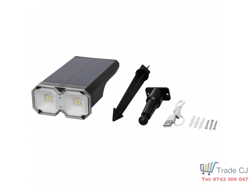 Lampa solara cu 18 Led, 16x10x27 cm, fixare in pamant, reglabila 120 grade, acumulator 1200mAh