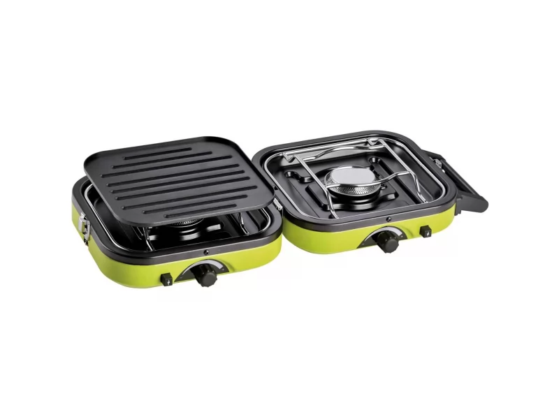 Set aragaz camping portabil si butelie gaz, 2in1, plita si arzator, butelie gaz 230 g