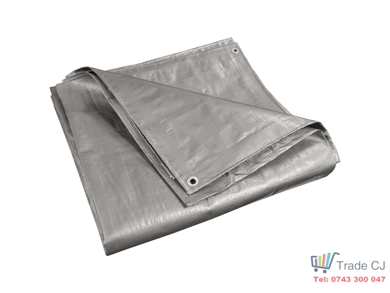 Prelata impermeabila universala, SGTT, 4x4 m, densitate 100g mp, inele de prindere metalice, culoare argintie