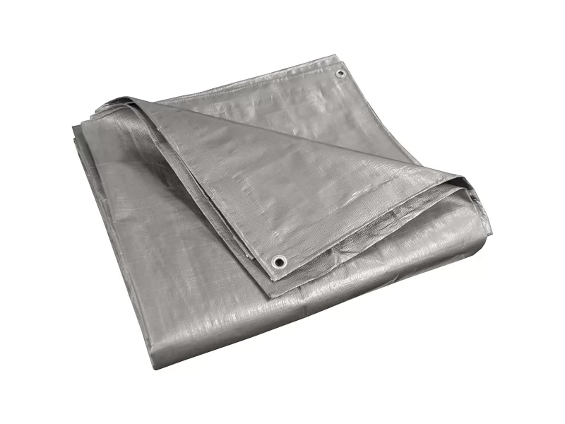 Prelata impermeabila universala, 6x10 m, densitate 100g mﾲ, inele de prindere metalice, culoare argintie
