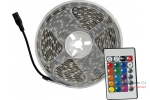 Banda led 5050 RGB cu telecomanda, 5 m, 18W, 60 led m, 360 lm intensitate reglabila, 5 moduri iluminare, IP65, alimentare 230V, autoadeziva