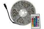 Banda led 5050 RGB cu telecomanda, 5 m, 18W, 60 led m, 360 lm intensitate reglabila, 5 moduri iluminare, IP65, alimentare 230V, autoadeziva