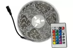Banda led 5050 RGB cu telecomanda, 5 m, 18W, 60 led m, 360 lm intensitate reglabila, 5 moduri iluminare, IP65, alimentare 230V, autoadeziva