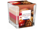 Lumanare parfumata in pahar de sticla, aroma de mere si scortisoara, 170 g, timp de ardere 32 ore, design tricolor, decorativa pentru casa, living si dormitor