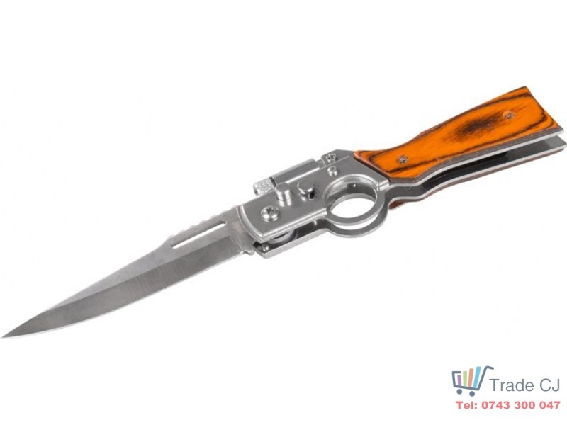 Cutit pliabil cu lanterna LED, 21 cm, multifunctional, pentru camping, pescuit si drumetii, lama 9.5 cm, clip prindere curea