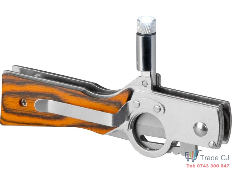 Cutit pliabil cu lanterna LED, 21 cm, multifunctional, pentru camping, pescuit si drumetii, lama 9.5 cm, clip prindere curea