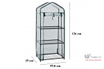 Minisera tip solar pentru rasaduri si gradina, structura metalica si PVC, 3 rafturi, folie protectie UV, 59.8x39x126 cm