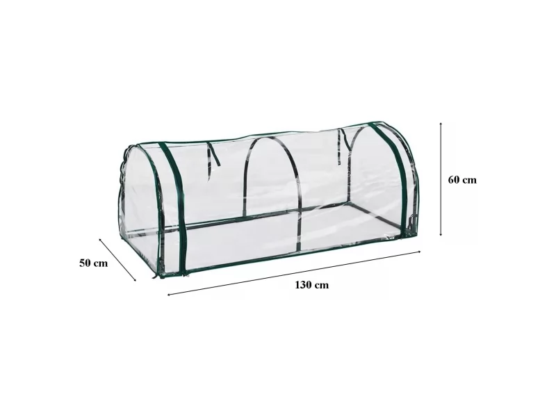 Minisera tip tunel pentru rasaduri si gradina, structura metalica si PVC, folie protectie UV, 130x50x60 cm