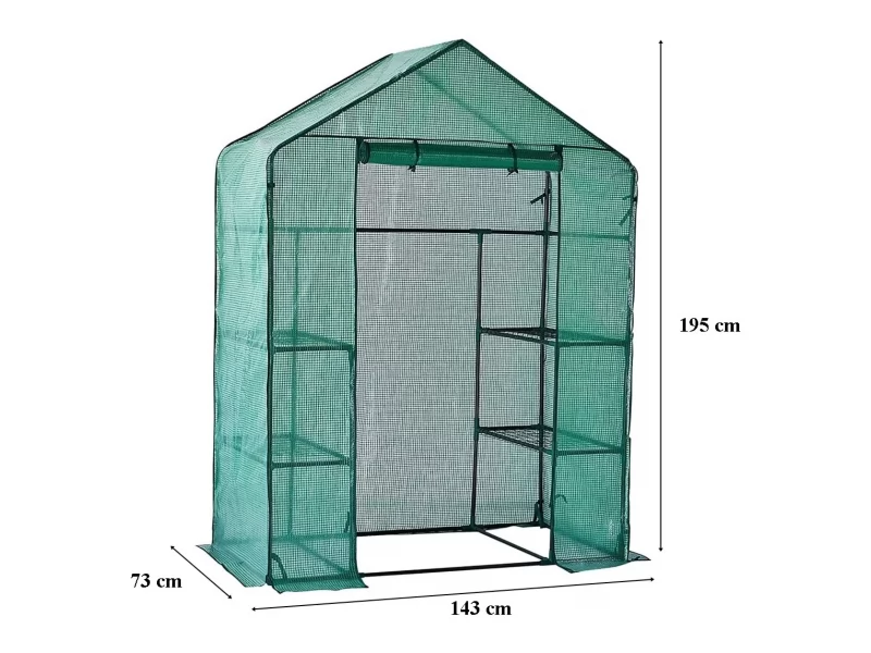 Solar pentru rasaduri si gradina, structura metalica si PVC, 6 rafturi, folie protectie UV, 143x73x195 cm