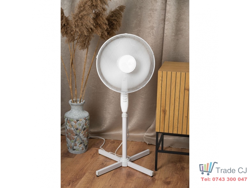 Ventilator cu picior, diametru 40 cm, putere 45 W, max 1.2 m, functie oscilatie 100ﾰ, cablu alimentare 1.7 m, culoare alba
