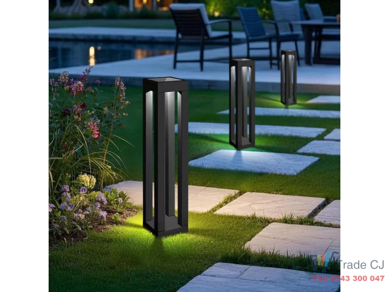 Lampa solara gradina LED, inaltime 35 46 cm iluminare automata lumina alba calda alimentare solara exterior, acumulator 500 mAh