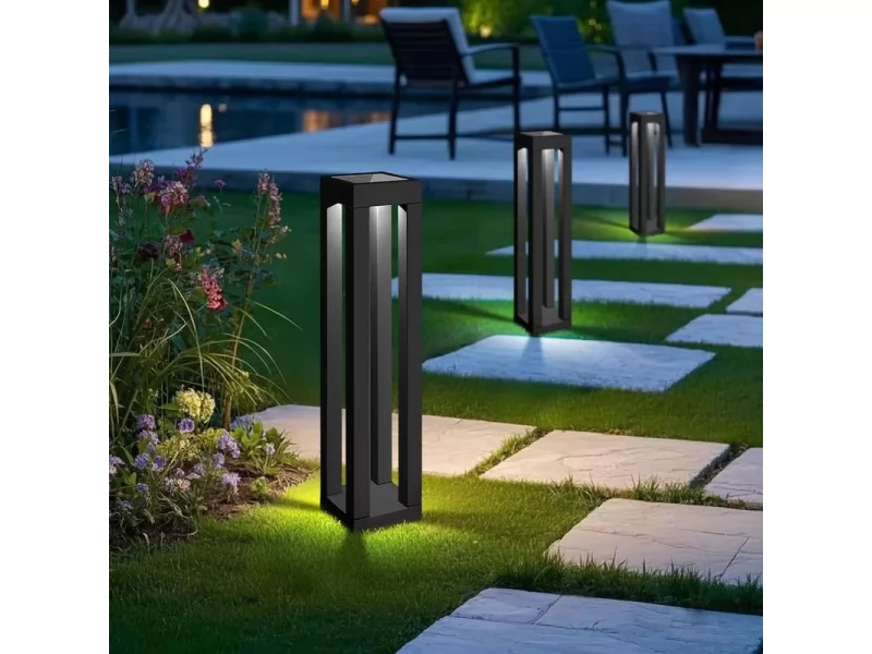 Lampa solara gradina LED, inaltime 35 46 cm iluminare automata lumina alba calda alimentare solara exterior, acumulator 500 mAh