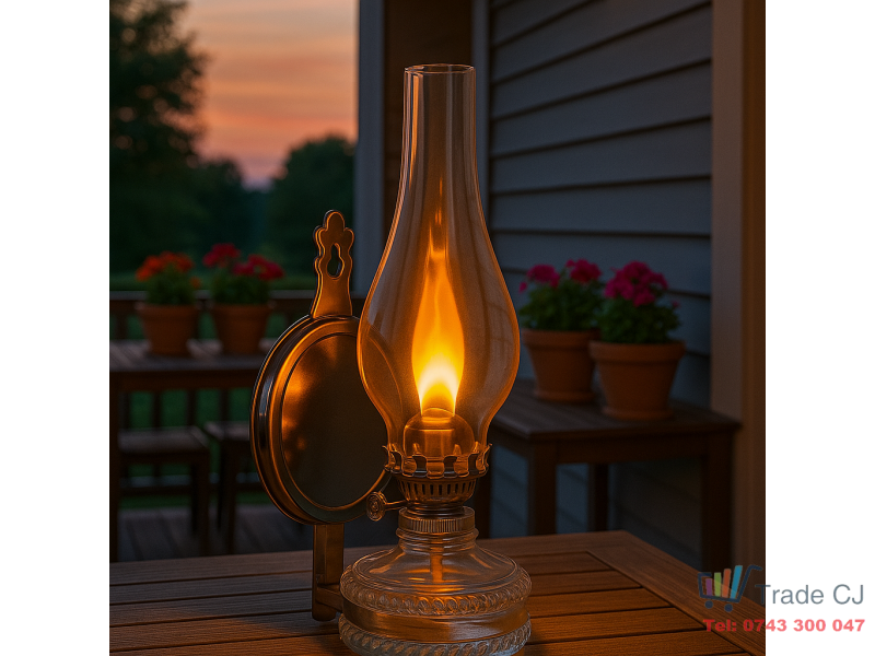 Lampa vintage din sticla cu gaz lampant 35 cm, lampa retro decorativa pentru interior si exterior