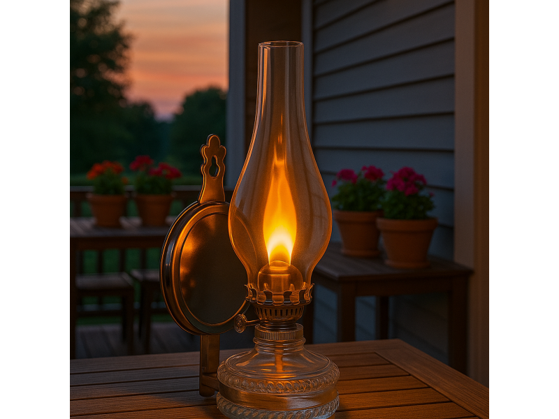 Lampa vintage din sticla cu gaz lampant 35 cm, lampa retro decorativa pentru interior si exterior