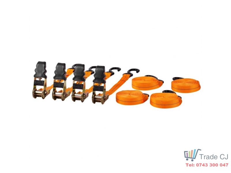 Set 4 chingi cu clichet pentru marfa, lungime 4.5 m, latime 2.5 cm, max 500 kg