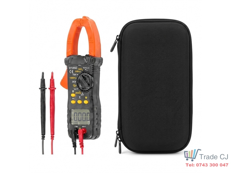 Multimetru digital cu cleste ampermetric profesional 1000A, NCV, lanterna LED, atentionare sonora, afisaj LCD iluminat, functie HOLD, husa transport inclusa, alimentare 2xAAA