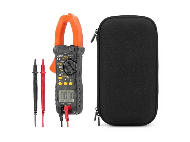 Multimetru digital cu cleste ampermetric profesional 1000A, NCV, lanterna LED, atentionare sonora, afisaj LCD iluminat, functie HOLD, husa transport inclusa, alimentare 2xAAA