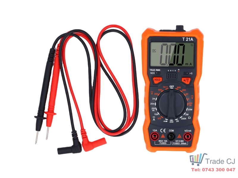 Multimetru digital profesional 1000A 20A, afisaj LCD, NCV, avertizare sonora, lanterna LED, alimentare 3xAAA