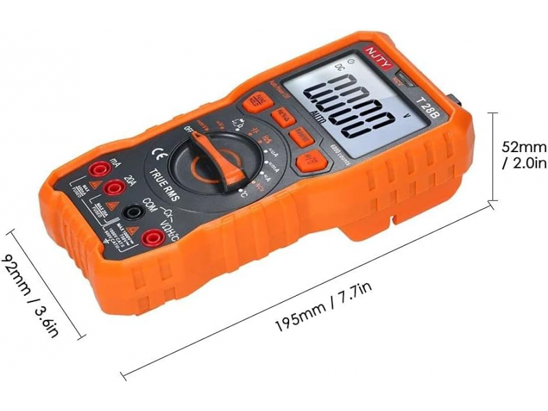 Multimetru digital profesional profesional 1000A 20A, NCV, lanterna LED, avertizare sonora, True RMS, alimentare 4xAAA