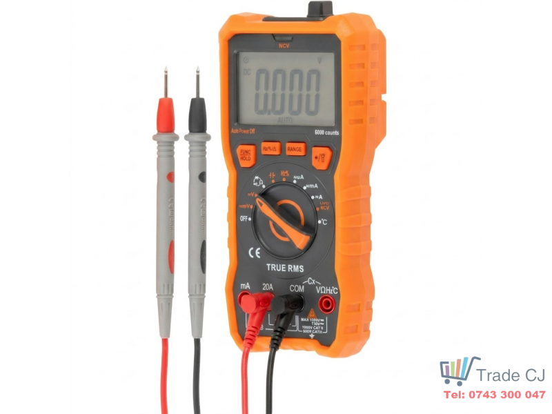 Multimetru digital profesional profesional 1000A 20A, NCV, lanterna LED, avertizare sonora, True RMS, alimentare 4xAAA