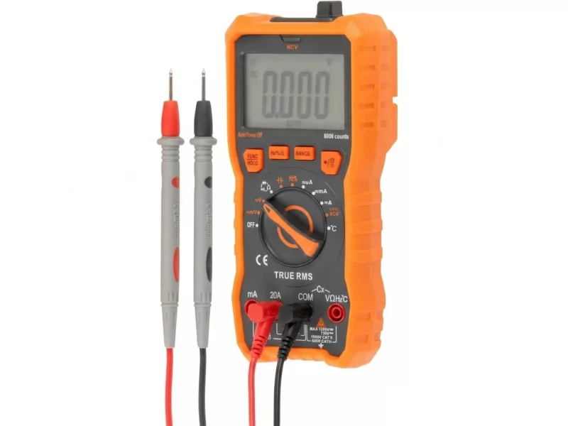 Multimetru digital profesional profesional 1000A 20A, NCV, lanterna LED, avertizare sonora, True RMS, alimentare 4xAAA