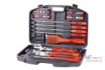 Set 18 piese ustensile pentru gratar, barbeque in cutie transport plastic