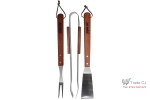 Set 3 ustensile pentru gratar din inox cu maner lemn