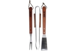 Set 3 ustensile pentru gratar din inox cu maner lemn
