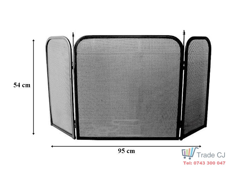 Panou pliabil pentru protectie semineu, otel negru, 54x95 cm