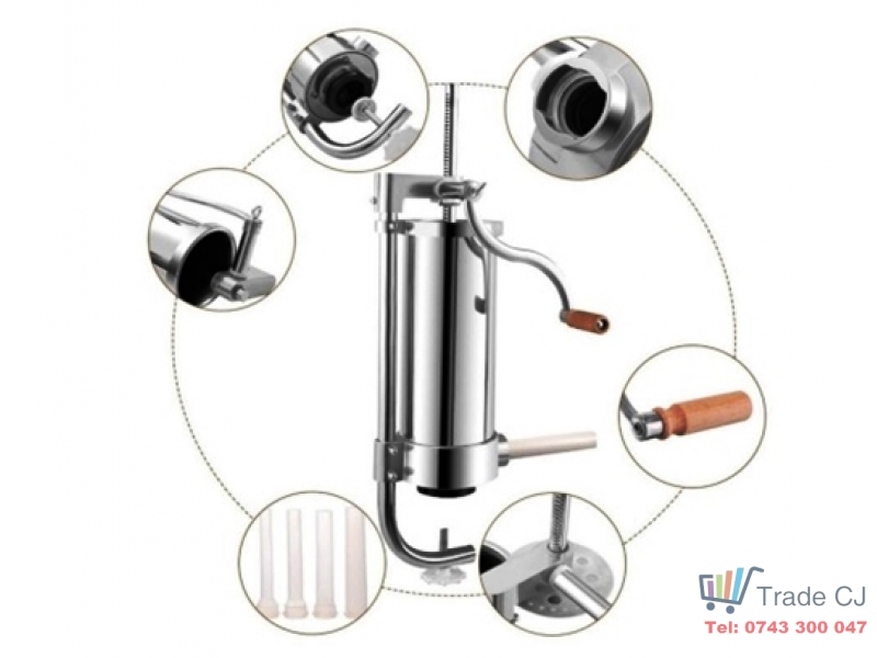 Masina umplut carnati din inox, verticala, incarcare 3 kg, 4 palnii