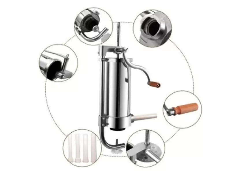 Masina umplut carnati din inox, verticala, incarcare 3 kg, 4 palnii