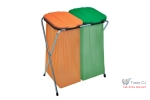 Suport pliabil pentru saci de gunoi DUO, 66 x 42 x 78 cm, pentru saci maxim 130 l, pentru reciclare selectiva
