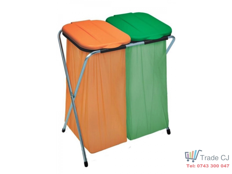 Suport pliabil pentru saci de gunoi DUO, 66 x 42 x 78 cm, pentru saci maxim 130 l, pentru reciclare selectiva