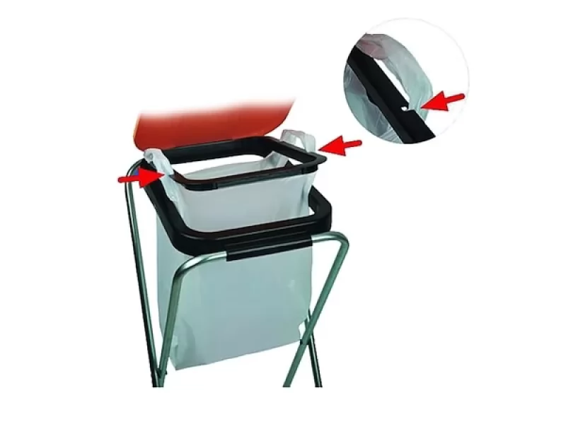 Suport pliabil pentru sac de gunoi SOLO, 36 x 42 x 78 cm, pentru saci maxim 130 l, pentru reciclare selectiva