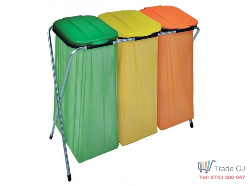Suport pliabil pentru saci de gunoi TRIO, 96 x 42 x 78 cm, pentru saci maxim 130 l, pentru reciclare selectiva