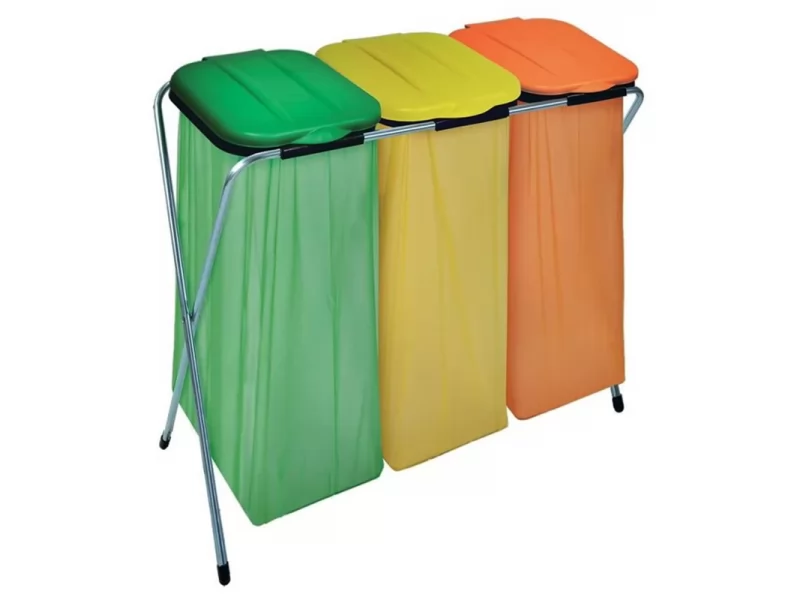 Suport pliabil pentru saci de gunoi TRIO, 96 x 42 x 78 cm, pentru saci maxim 130 l, pentru reciclare selectiva