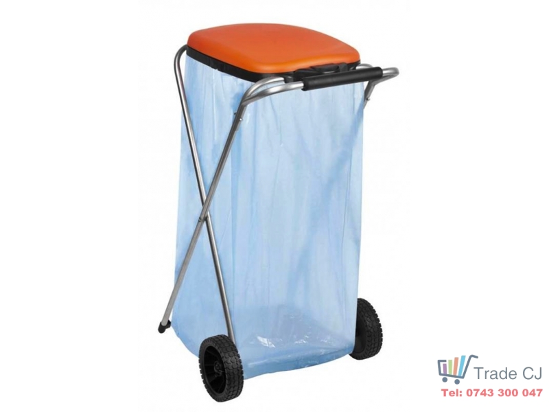 Suport pliabil cu roti pentru sac de gunoi, 44 x 52 x 83 cm, maxim 130 l, pentru reciclare selectiva