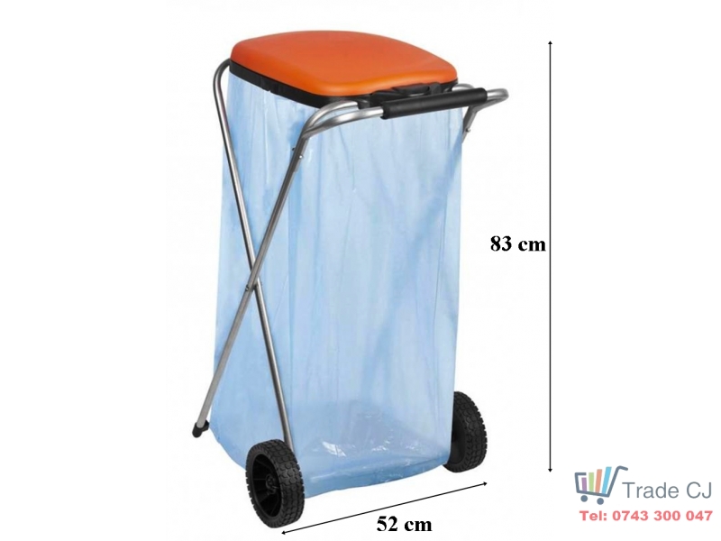 Suport pliabil cu roti pentru sac de gunoi, 44 x 52 x 83 cm, maxim 130 l, pentru reciclare selectiva