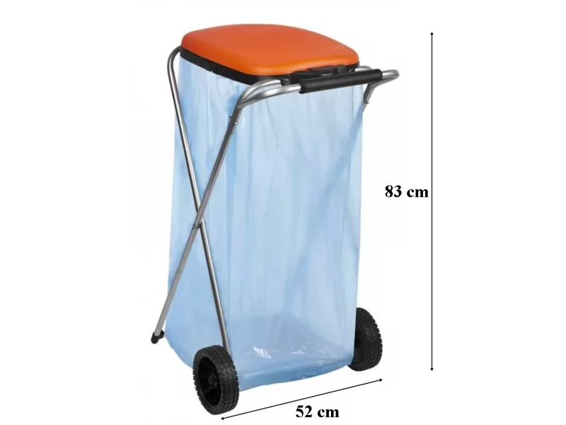 Suport pliabil cu roti pentru sac de gunoi, 44 x 52 x 83 cm, maxim 130 l, pentru reciclare selectiva