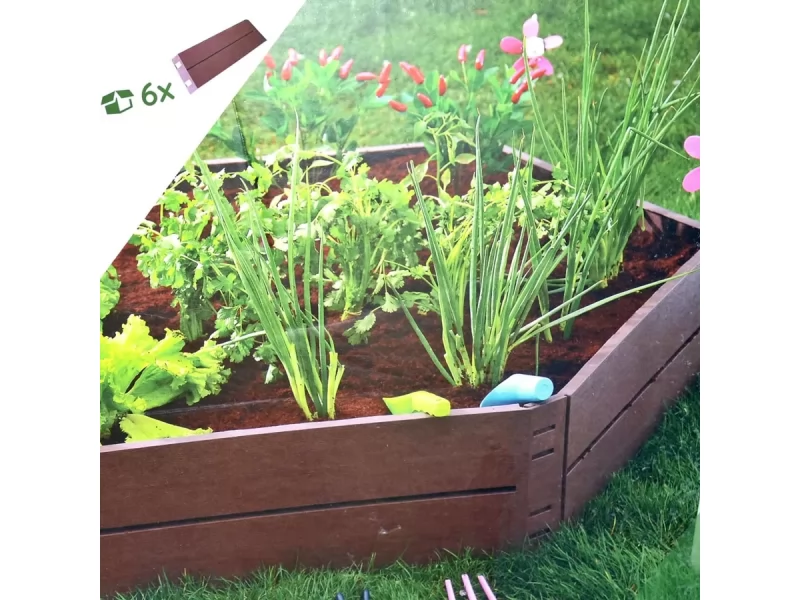 Pat pentru flori din plastic, 6 bucati, culoare maro, 69x25 cm buc, capcacitate 250 l