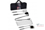 Set 12 ustensile pentru gratar, din otel inoxidabil, in husa de depozitare cu fermoar