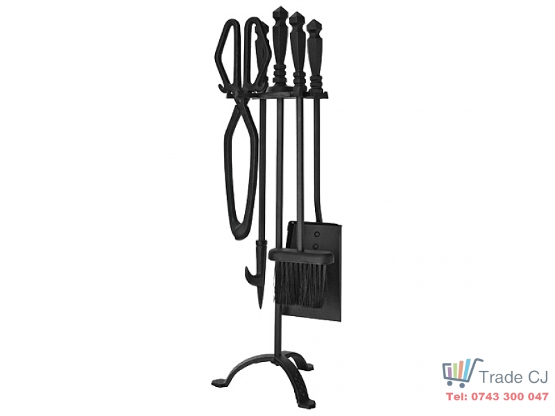 Set stativ cu unelte pentru semineu Homefire, 4 piese, negru, 60 cm