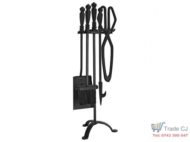 Set stativ cu unelte pentru semineu Homefire, 4 piese, negru, 60 cm