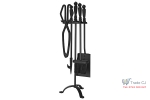 Set stativ cu unelte pentru semineu Homefire, 4 piese, negru, 60 cm