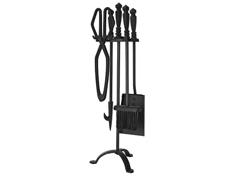 Set stativ cu unelte pentru semineu Homefire, 4 piese, negru, 60 cm