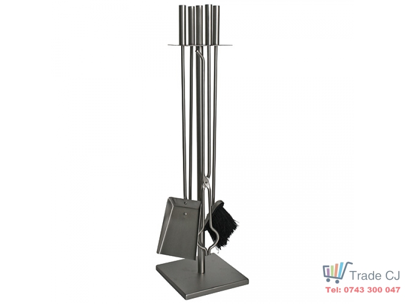 Set stativ cu 4 unelte pentru semineu, 80 cm, negru mat