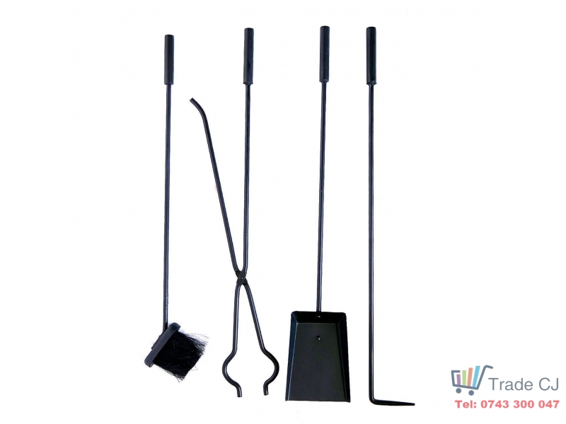 Set stativ cu 4 unelte pentru semineu, 80 cm, negru mat