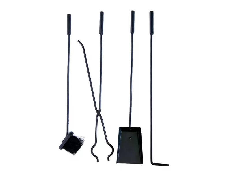 Set stativ cu 4 unelte pentru semineu, 80 cm, negru mat
