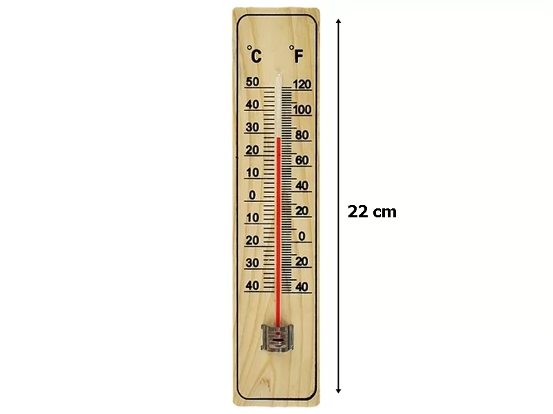 Termometru lemn Woody 22 cm pentru interior exterior -40ﾰ C + 50ﾰ C