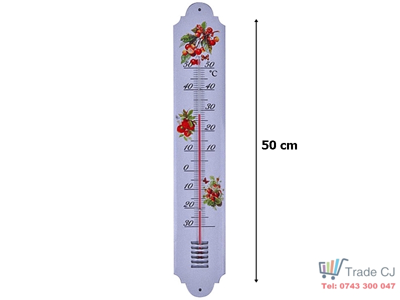 Termometru metalic CS 50 cm pentru interior exterior -30ﾰ C + 50ﾰ C